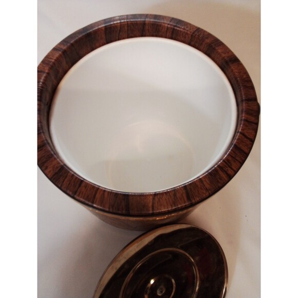 Shelton Ware NYC Vintage Wood Look Gold Trim Ice Bucket Needs TLC Worn - Picture 10 of 16